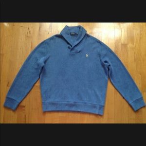 Polo Ralph Lauren Men's Shawl Collar Pullover Sweater Size Large Denim Blue